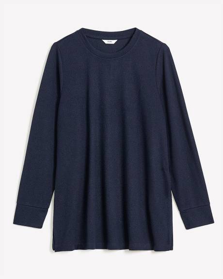 Blue Long-Sleeve Crewneck Tunic