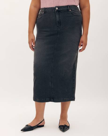 Jupe longue en denim gris, tissu responsable - Addition Elle
