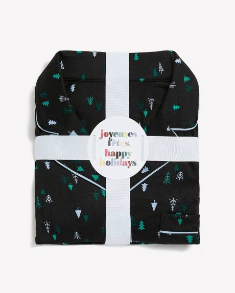 Brushed Pyjama Set with Pine Tree Print - ti Voglio