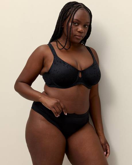 Black Underwire Burnout Jacquard Unlined Bra - ti Voglio