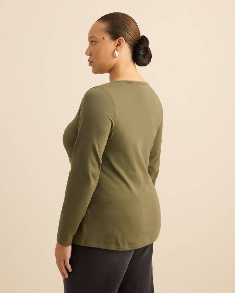 Rounded-Neck Long-Sleeve Top - Addition Elle