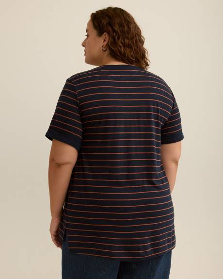Responsible, Striped Boyfriend-Fit V-Neck Tee
