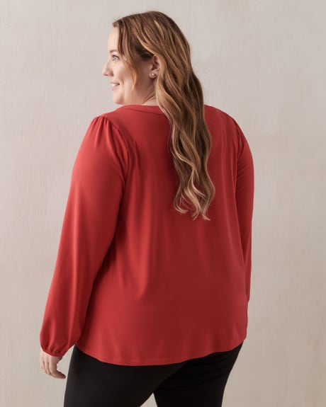 Square-Neck Knit Top With Bubble Sleeves - In Every Story