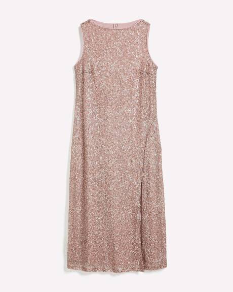 Robe mi-longue sans manches à paillettes avec col bateau - Addition Elle