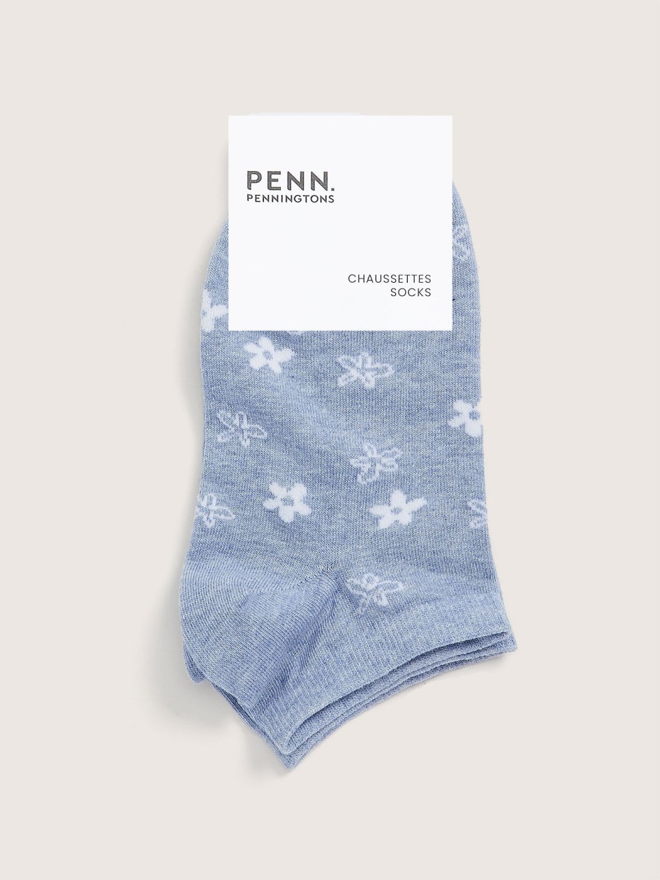 Ankle Socks with Daisy Pattern