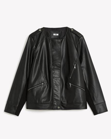 Faux-Leather Moto Jacket