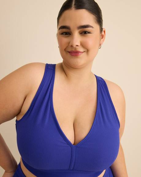 Haut sport c&ocirc;tel&eacute; court &agrave; encolure en V - Active Zone