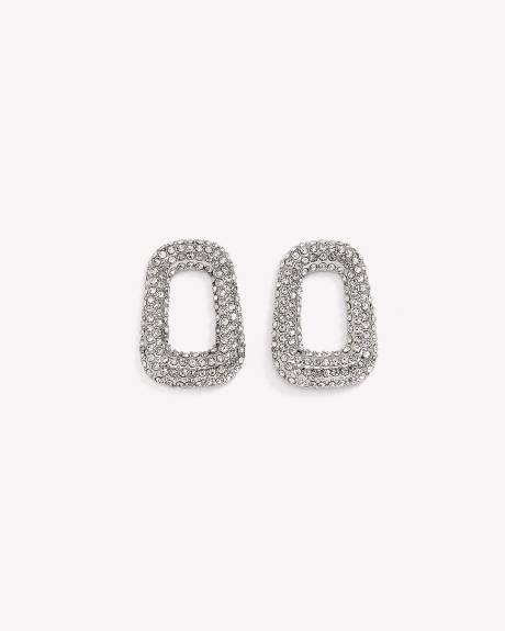 Grosses boucles d'oreilles carrées ornées de pierres scintillantes