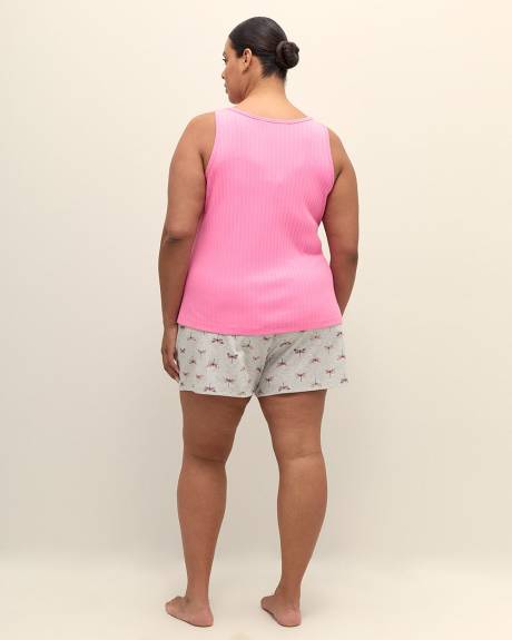 Ensemble de pyjama camisole et boxer en tricot côtelé rose - ti Voglio