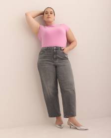High-Rise Barrel-Leg Jeans - d/C JEANS