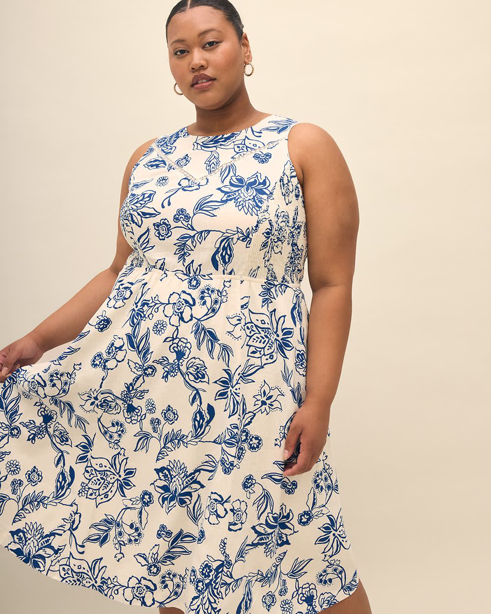 Linen Blend Sleeveless Fit and Flare Dress Penningtons