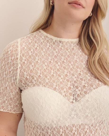 Haut en dentelle avec ourlet festonné - Addition Elle