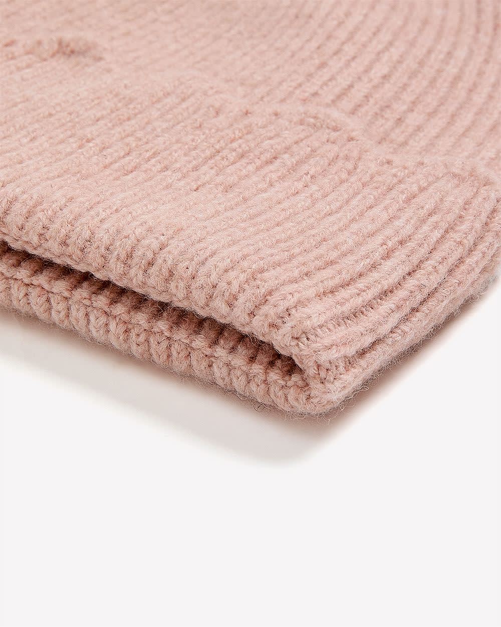 Ribbed Knit Beanie with Scalloped Cuff Ribbed Knit Beanie with Scalloped Cuff