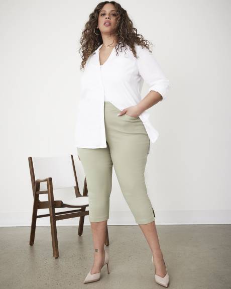 Pantalon capri, coupe ingénieuse, tissu responsable