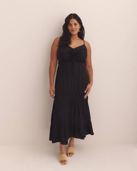 Black Sleeveless Tiered Maxi Dress - Addition Elle