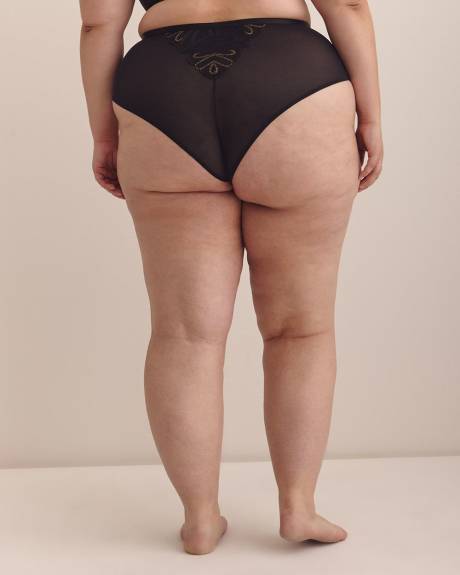 Black Sexy Cheeky Brief with Embroidery - Déesse Collection