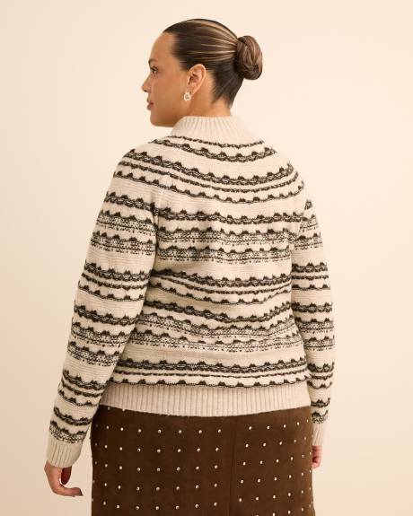 Brown Mock-Neck Fair Isle Sweater Brown Mock-Neck Fair Isle Sweater