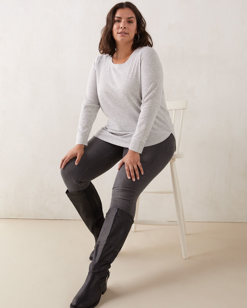 Long-Sleeve Henley Top With Scoop Neck - In Every Story | Penningtons