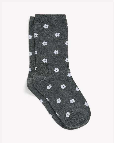 Floral-Print Crew Socks