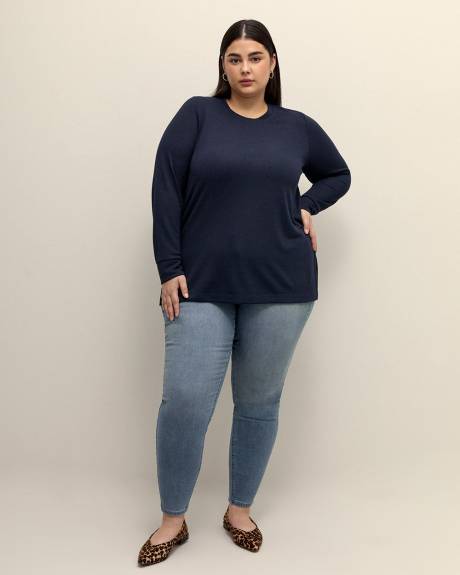 Blue Long-Sleeve Crewneck Tunic