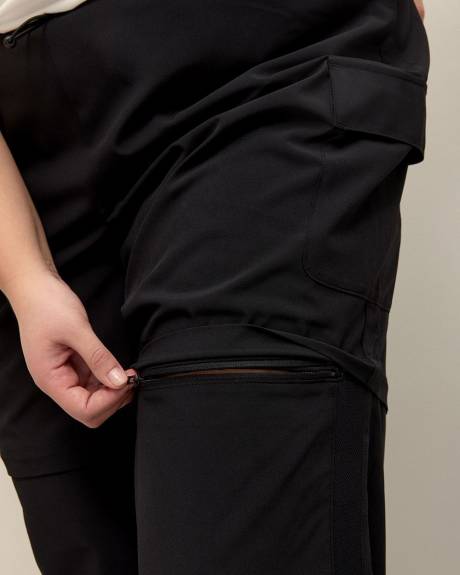 Pantalon cargo noir extensible et convertible, tissu responsable - Active Zone
