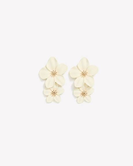 Double Flower Pendant Earrings