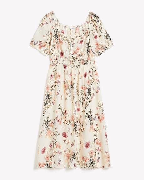 Midi Sweetheart Dress with Smocked Waistband - Addition Elle