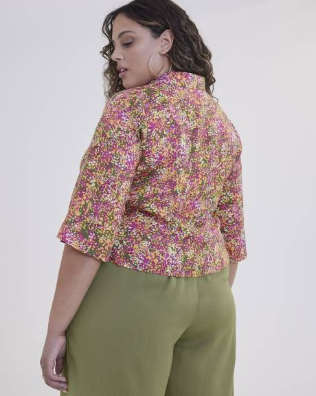 Printed Tie Front Blouse - Addition Elle