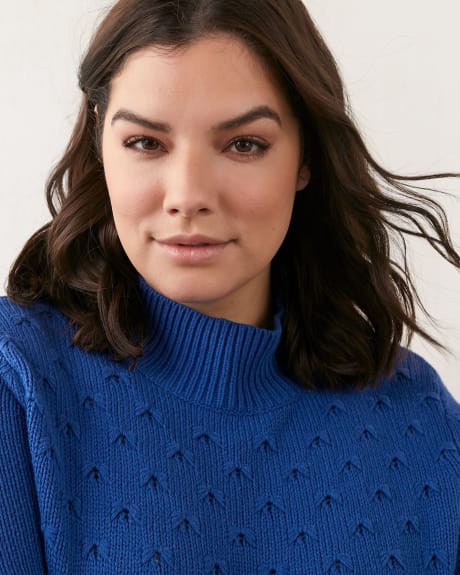 Petite, Mock Neck Sweater With Bow Stitch Detail - In Every Story