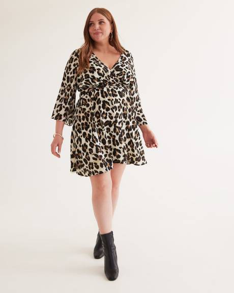 Lightweight Wrap Dress with Bell Sleeves