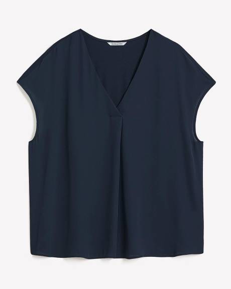 Blouse à petites manches et col en V, tissu responsable