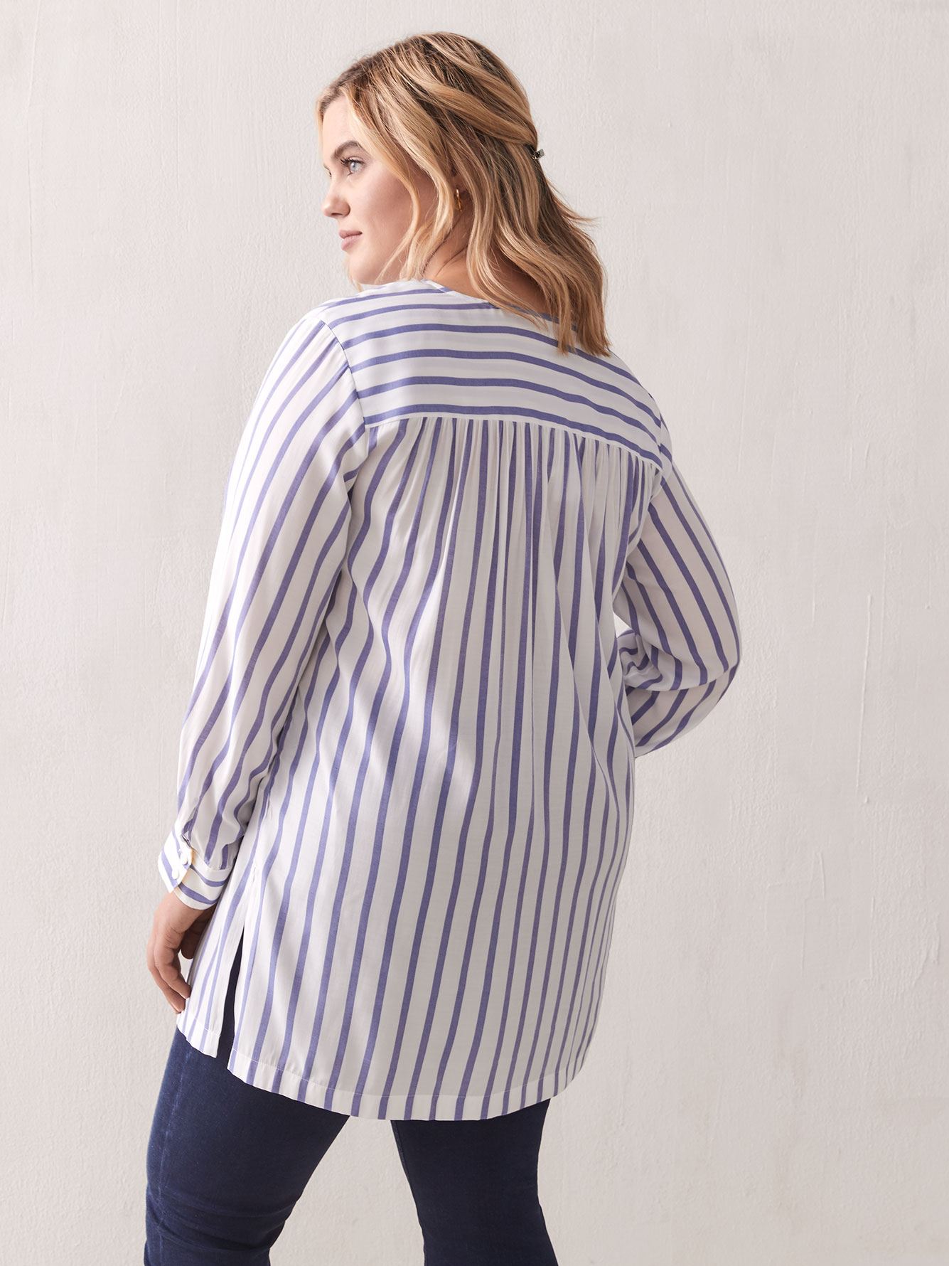 Striped Long-Sleeve Tunic Blouse - Addition Elle