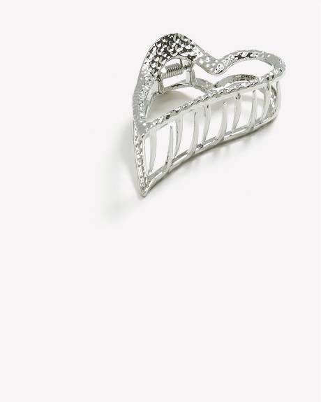 Silvery Heart-Shape Metal Hair Claw