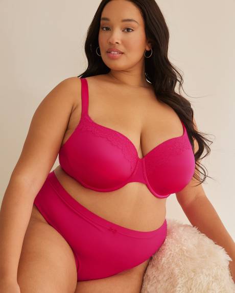 Solid Contour Underwire T-Shirt Bra with Lace Trims - Déesse Collection