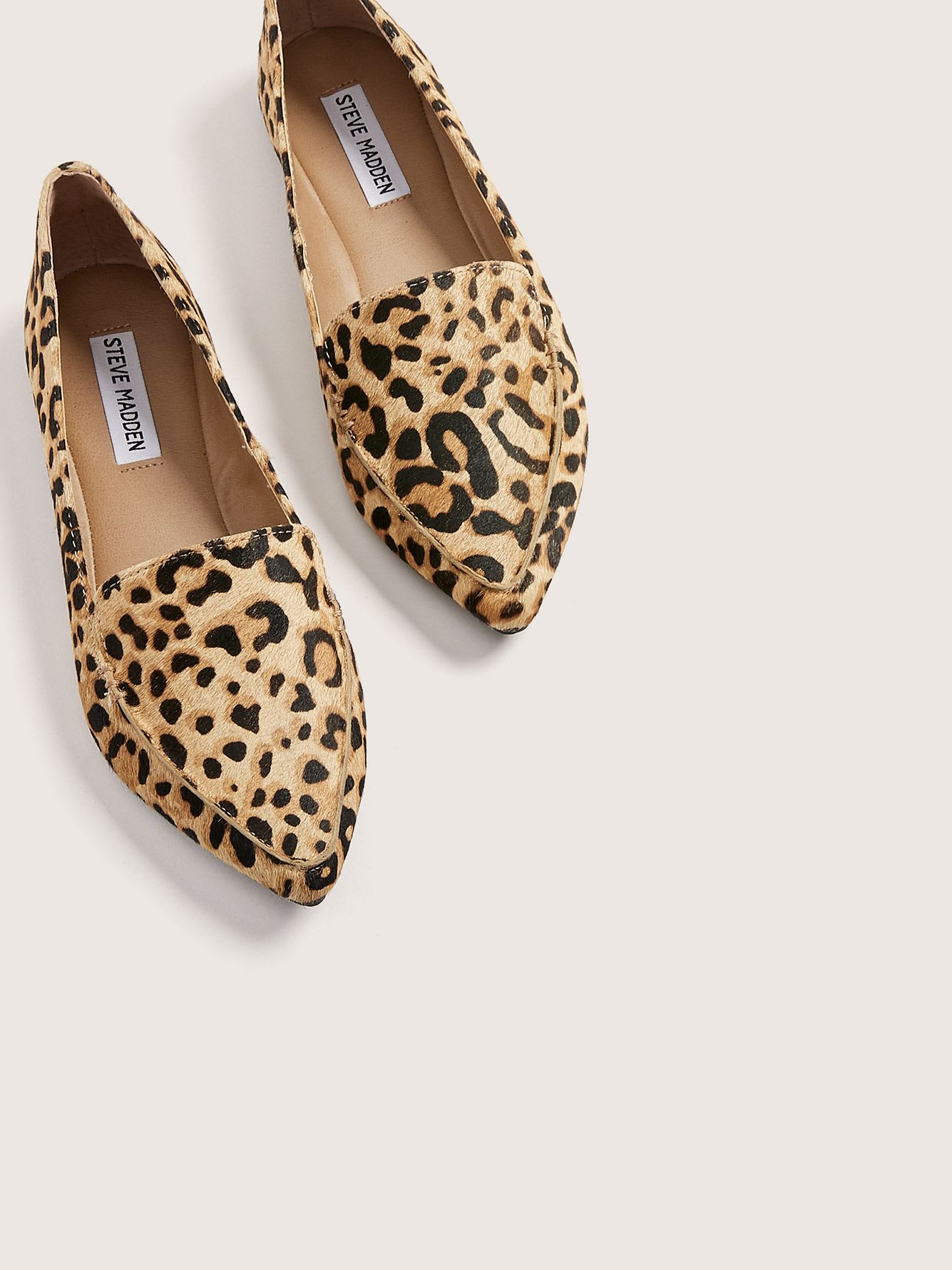 steve madden feather loafer leopard