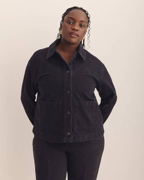 Cropped Utility Denim Jacket - Addition Elle
