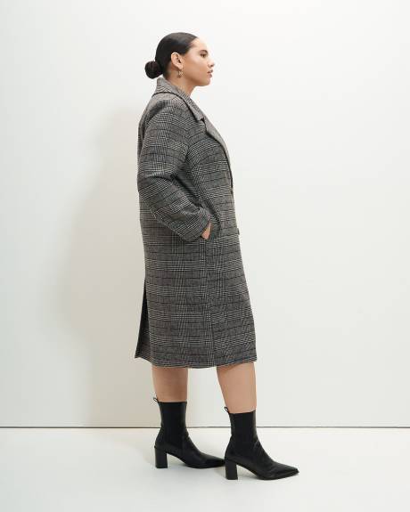 Plaid Double-Breasted Wool Blend Coat - Addition Elle