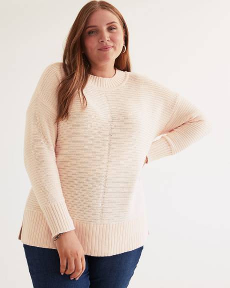 Cotton Sweater with Ottoman Stitches