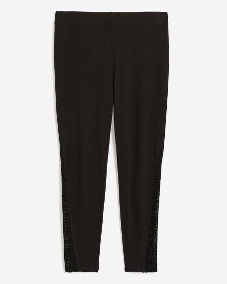 Responsible, Black Legging with Leopard Mesh Insert - PENN. Essentials