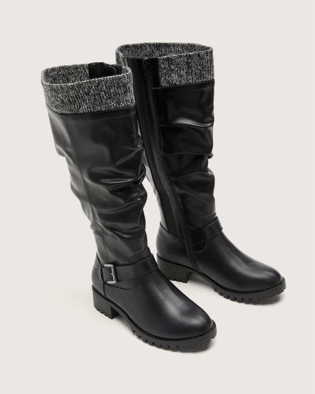 Extra Wide Width, Pleated Tall Boots With Collar - Addition Elle