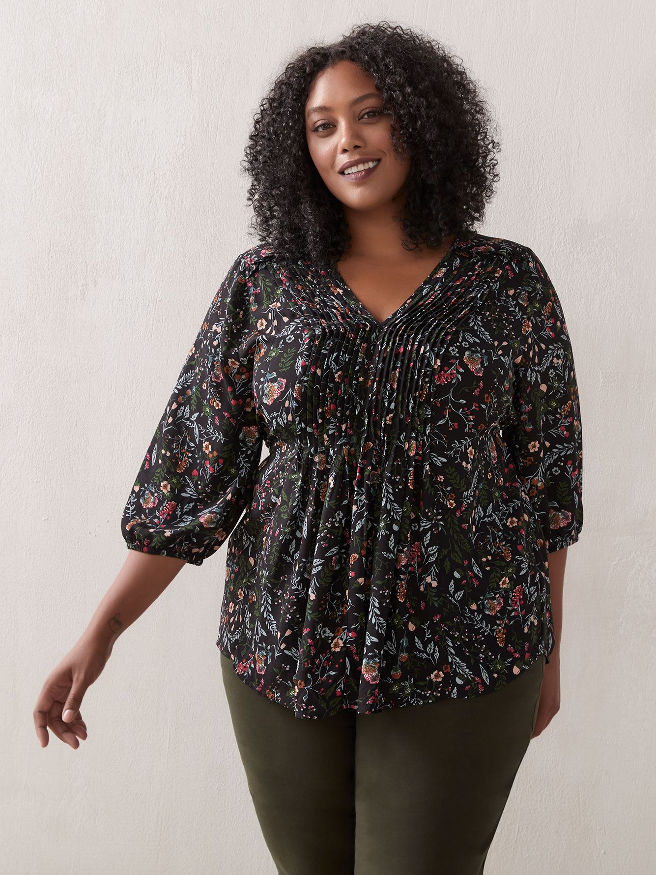 Printed Pin-Tuck Blouse - In Every Story | Penningtons