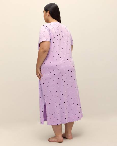 Robe de nuit longue à manches courtes imprimée - ti Voglio