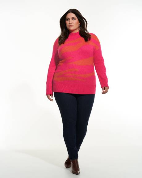 Pull long en tricot texturé avec col montant - Addition Elle