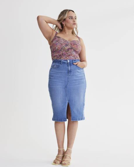 Responsible, Curvy-Fit, Denim Midi Skirt - Addition Elle