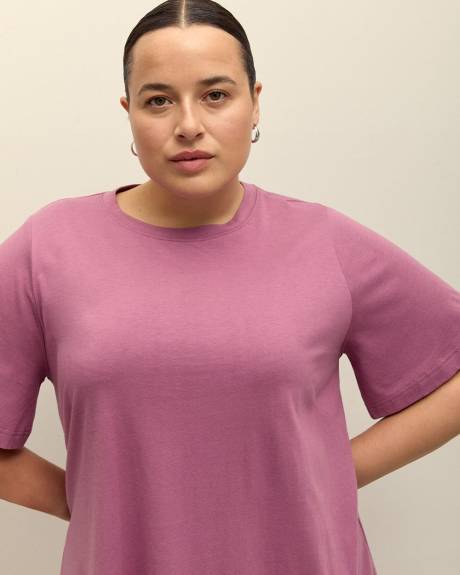 Responsible, Crewneck Swing Dress with Short Flutter Sleeves