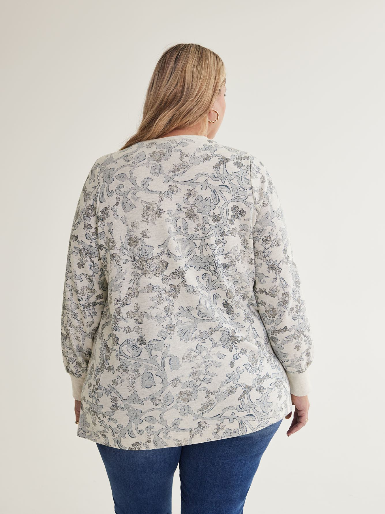 Floral Print Sweatshirt with Side Slits | Penningtons