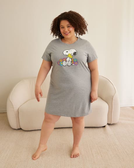 Short-Sleeve Sleepshirt with Snoopy Print - ti Voglio