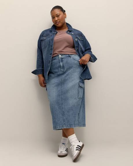 Responsible, Medium Wash Denim Midi Skirt - d/C JEANS