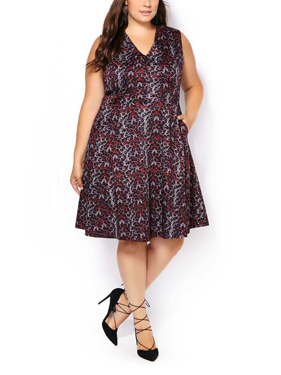 Sleeveless Fit and Flare Printed Dress | Penningtons