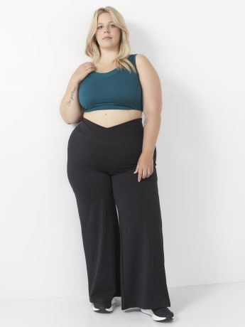 Wide Leg Pant with Crossover Waistband - Active Zone